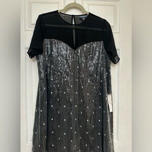 Modcloth Black & Silver Sequin Mesh Dress
